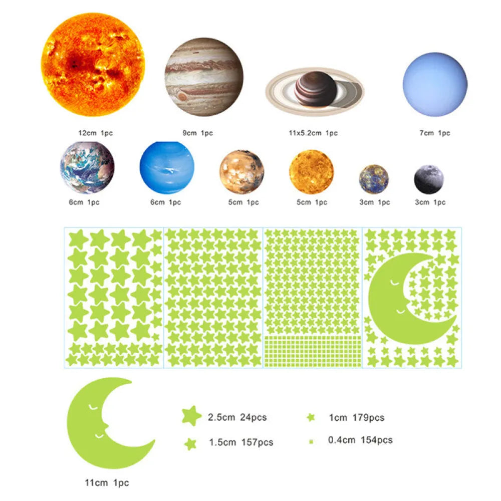 Vibe Geeks 525 Pcs Luminous Solar System Glow in the Dark