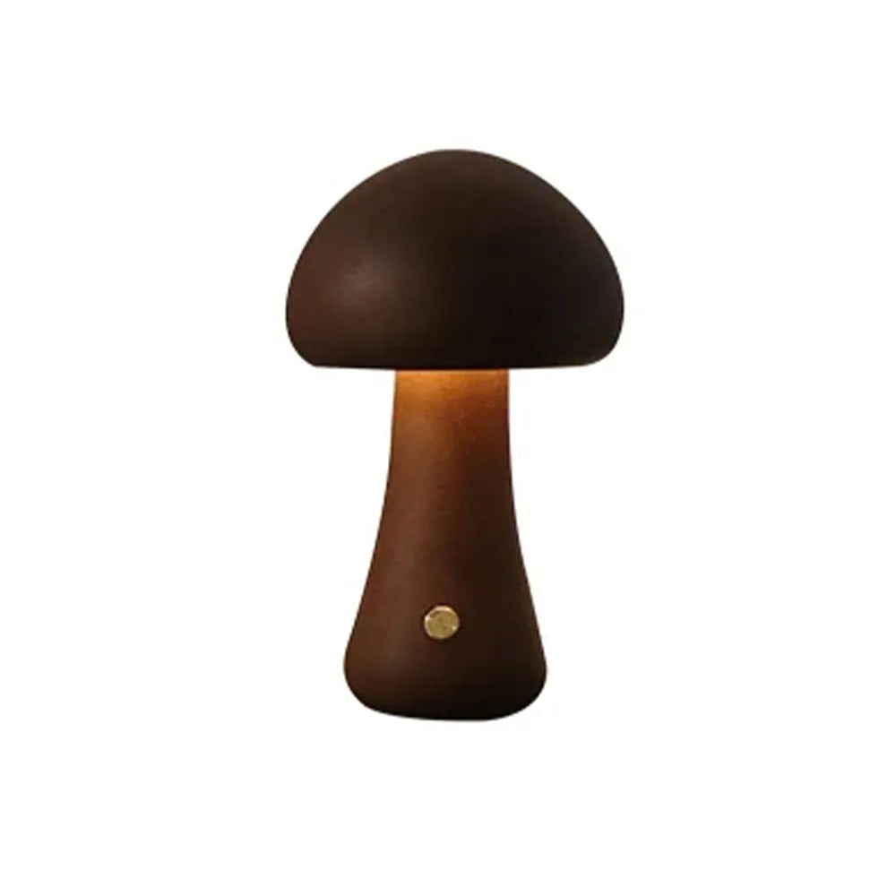 Vibe Geeks Wooden Mushroom Led Usb Rechargeable Night Light