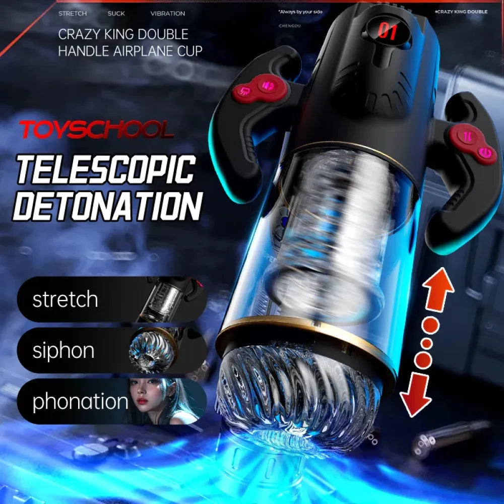 3 In 1 Automatic Telescopic Sucking Masturbator Handle Male