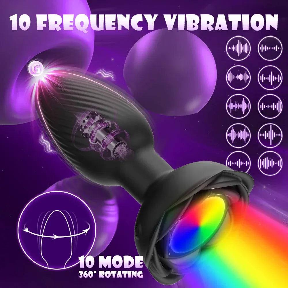 360 Rotating Vibrating Anal Plug Led Light