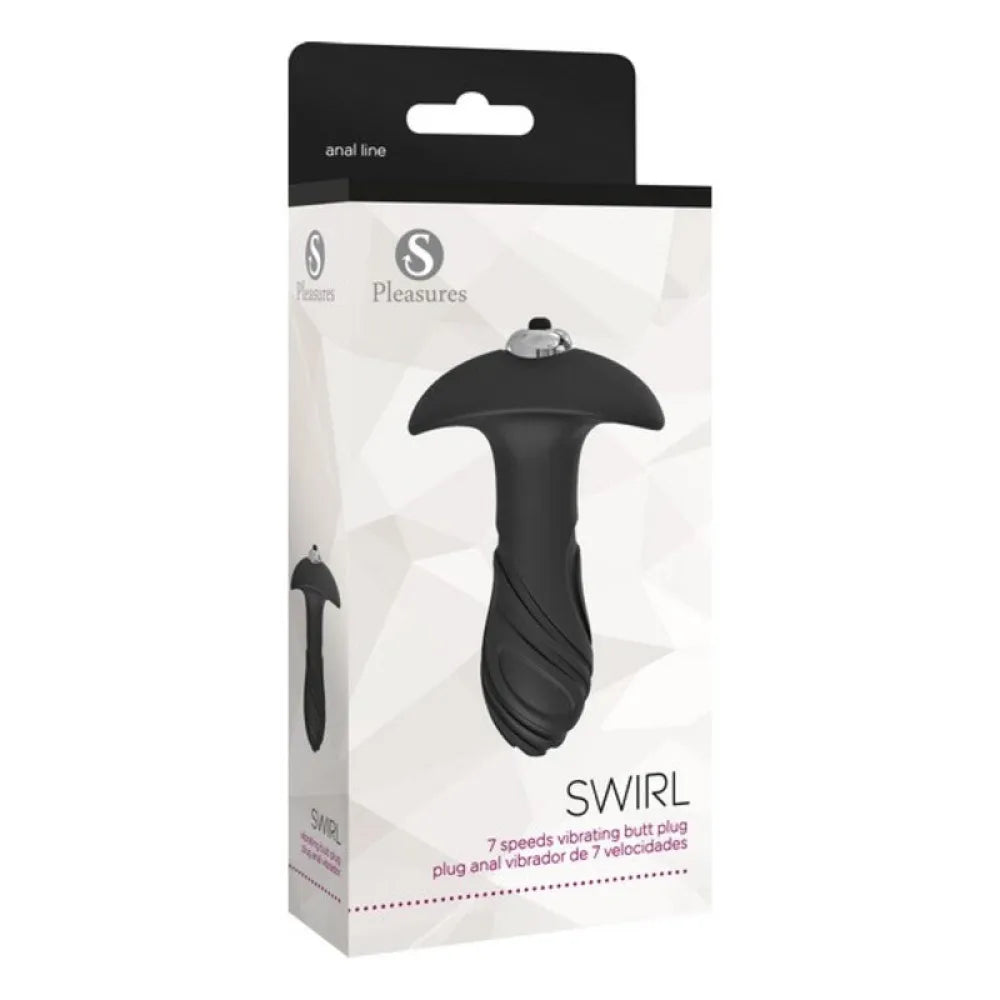 Anal Plug By S Pleasures Swirl Black Black/Silver