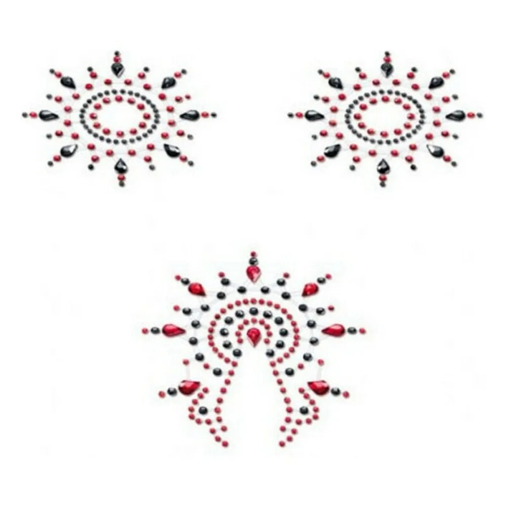 Gloria Set Black & Red By Mystim (3 Pcs)