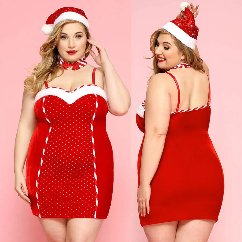 Plus Size Faux Leather Lingerie Dress Embroidered Sleepwear