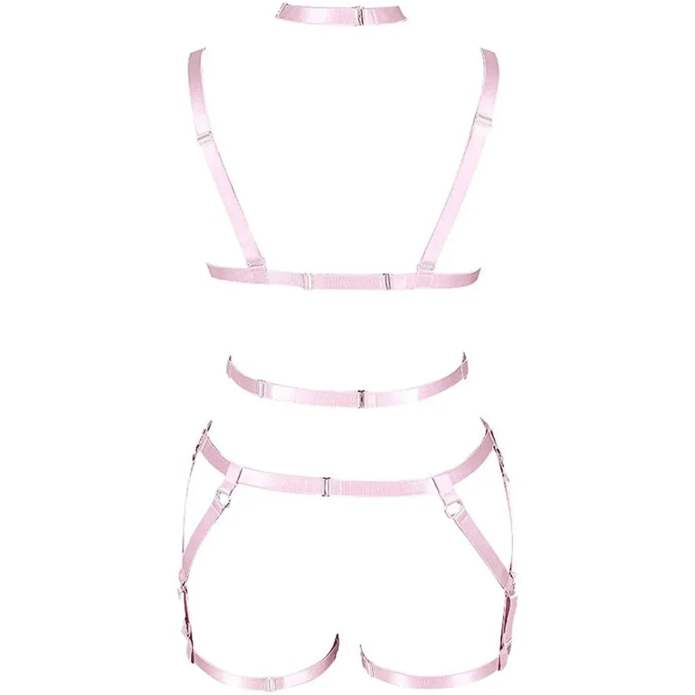 Punk Pu Leather Body Waist Belt Bodysuit Bondage Body