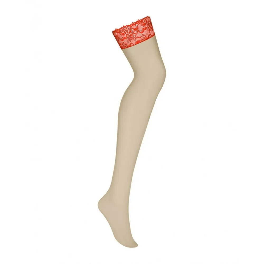 Stockings With Garter By Obsessive 838-Sto-3 Red L/Xl