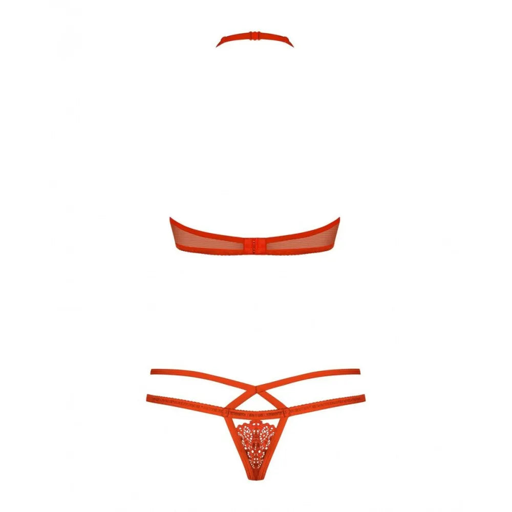 Underwear Set By Obsessive 838-Set-3 Red S/M